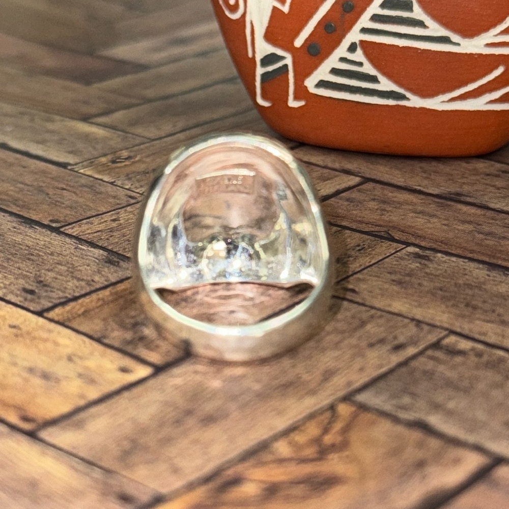 Huge Silver Hammered Ring - image 5